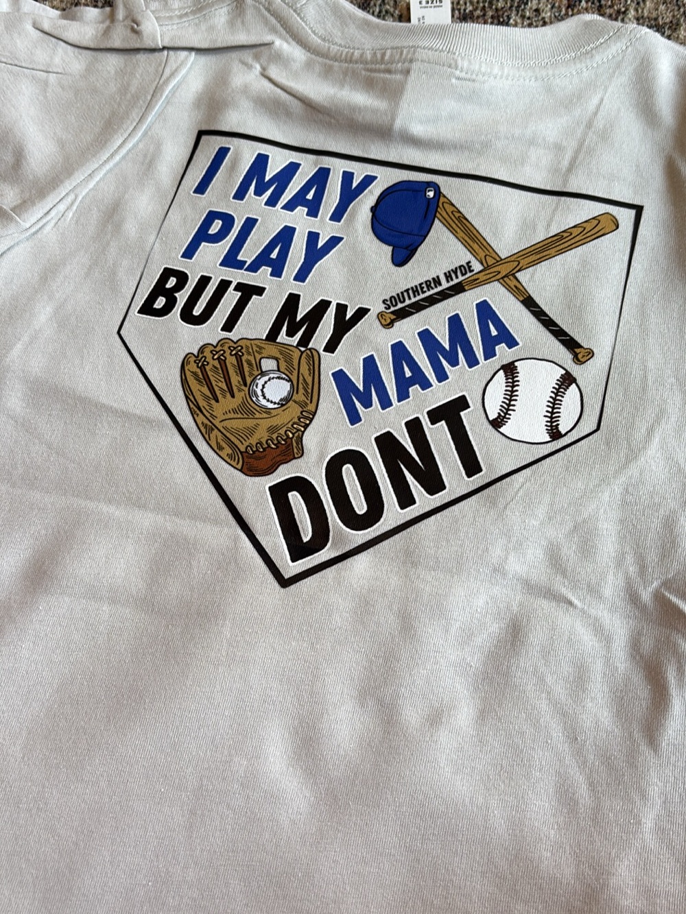 Kids' Grey 'I May Play But My Mama Don't' Baseball Tee